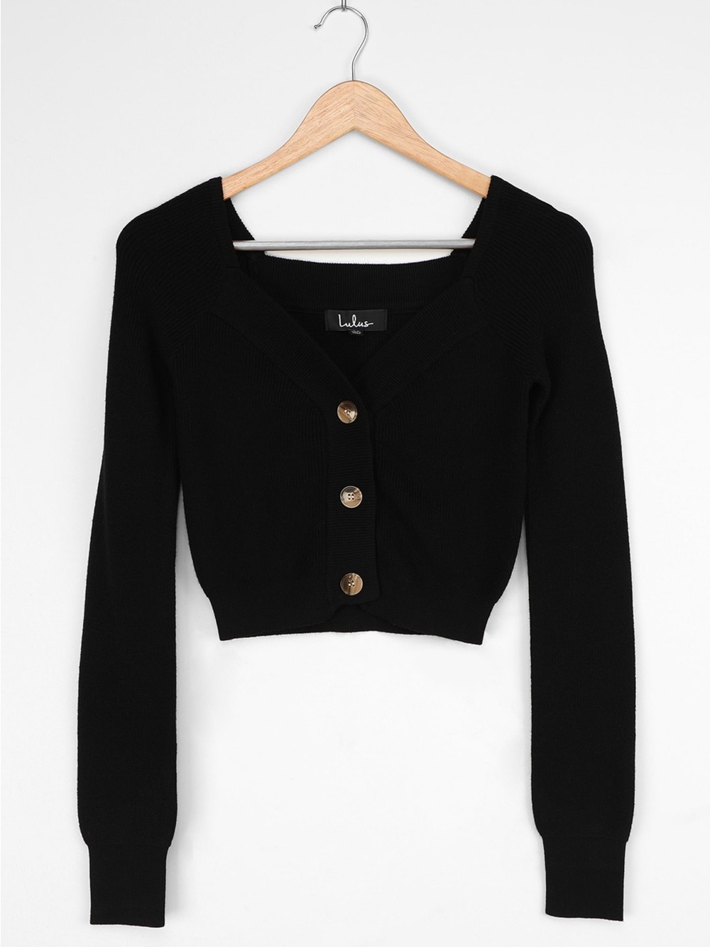 Lulus Touch of Sweetness Black Off-the-Shoulder Cropped Cardigan